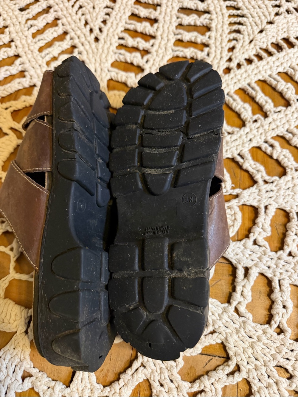 Vintage Riverstone Brown Leather Fisherman Slide Sandals clogs 8M Y2K 90 - Picture 5 of 7